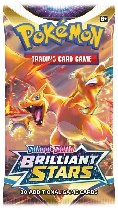 Pokémon Sword & Shield Brilliant Stars sealed booster pack Charizard artwork
