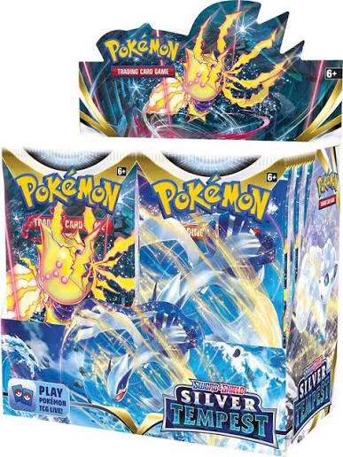 Pokémon Sword & Shield Silver Tempest sealed booster display box with 36 packs