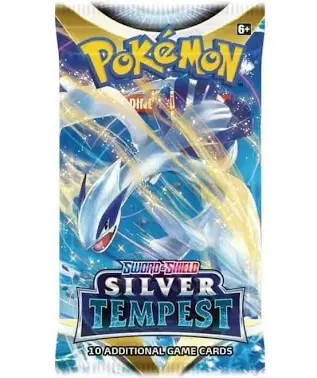 Pokémon Sword & Shield Silver Tempest sealed booster pack with Lugia artwork