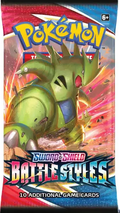 Pokémon Sword & Shield Battle Styles sealed booster pack with Tyranitar artwork